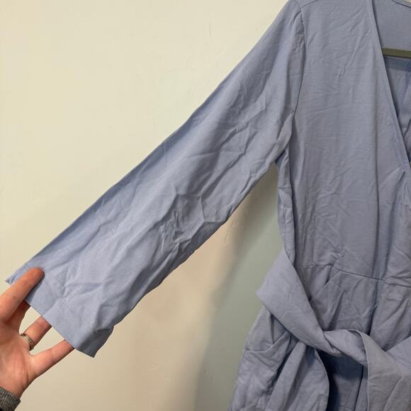 Apiece Apart Light Blue Linen Blend Wrap Jumpsuit Long Sleeve V Neck Tie Waist - Picture 3 of 9